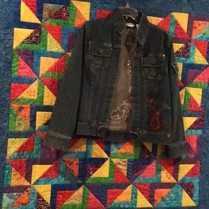 New Chico’s Embroidered Denim Jacket